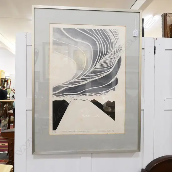 MARILYN WEBB, ETCHING ,CLOUD LANDSCAPE WAKATIPU' PROOF, FOXED