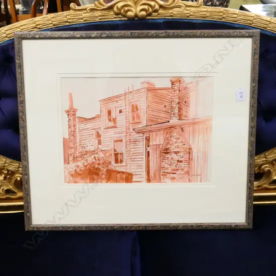 CLIFFORD  MURRAY, (1919-2000) OLD PONSONBY, RED INK & WASH 290 X 400mm