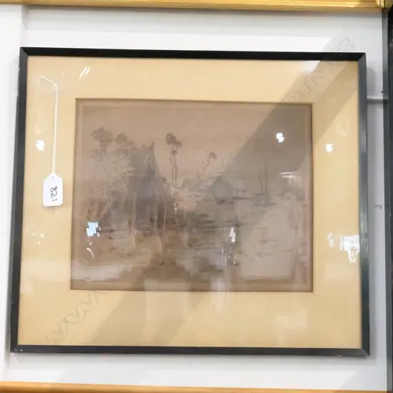 EDWARD WILLIAM PAYTON (1859-1944) ETCHING, MAORI VILLAGE C1910, 215 x 265mm