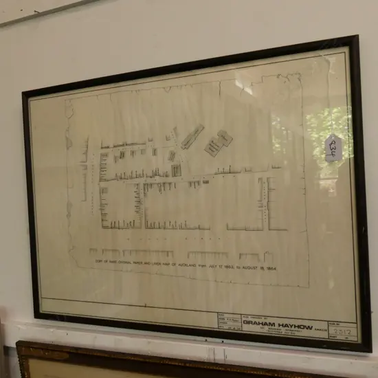1974 HAND DRAWN "COPY OF... MAP OF AUCKLAND  1863- 1864", 450 X 560mm
