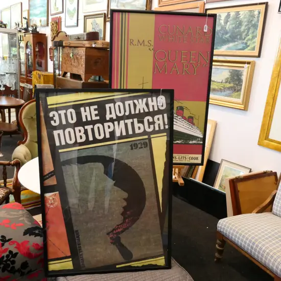 RUSSIAN PRINT & CUNARD LINER POSTER