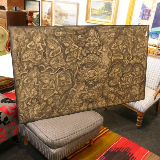 LARGE FRAMED TIBETAN THANGKA 860 X 1460MM