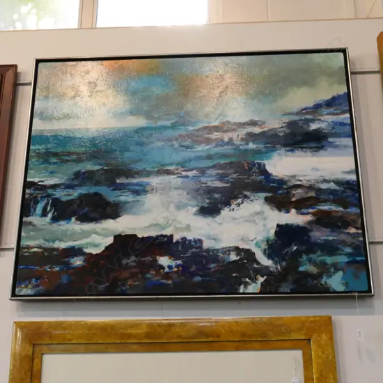 'SEPTEMBER COAST' WILLIAM AIKEN ACRYLIC ON CANVAS FRAME 850 X 1110MM