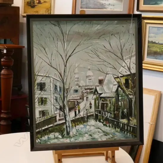 OIL ON BOARD MONTMATRE UNDER SNOW MAURICE UTRILLO 1912-1955 550MM H 640MM W
