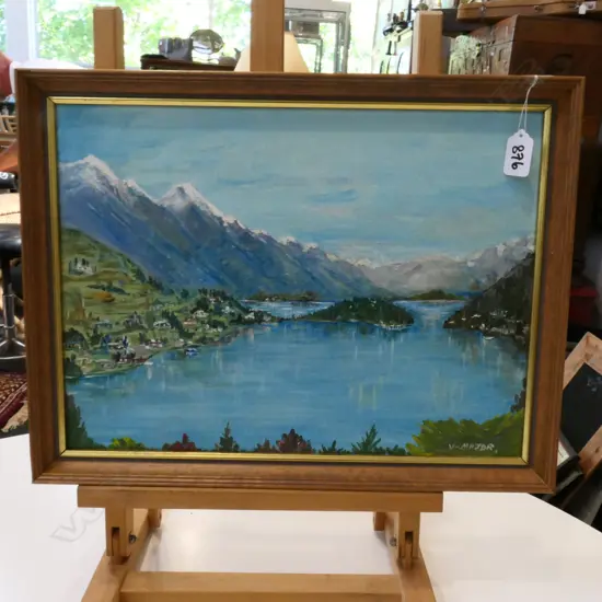 VINCENTE MAJOR MBE, OIL ON BOARD 'FRANKTON ARM, QUEENSTOWN'