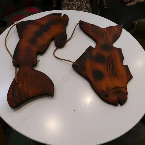 2 LARGE WOODEN FISH 850MM L