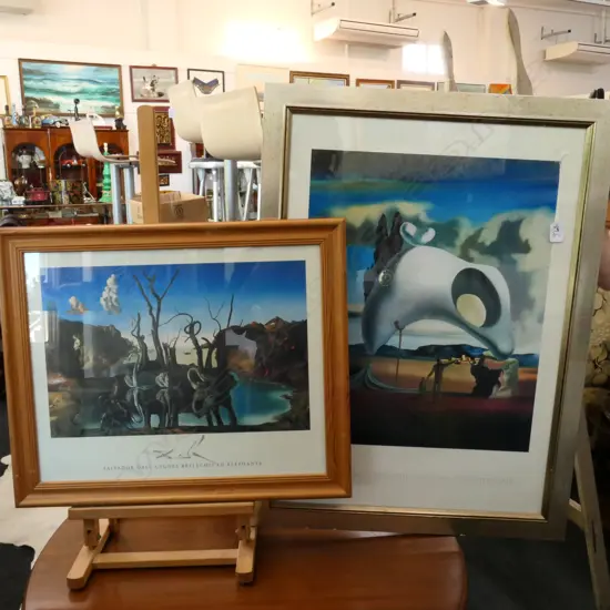 2 DALI SURREALIST FRAMED PRINTS - LARGEST FRAME: 780 X 585MM
