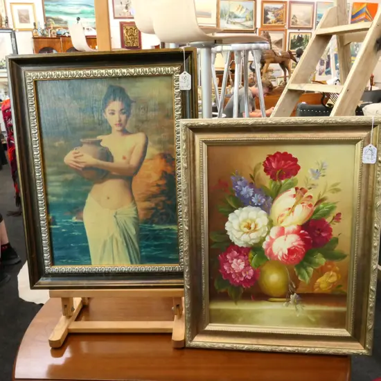 PAINTING STILL LIFE & PRINT YOUNG WOMAN...