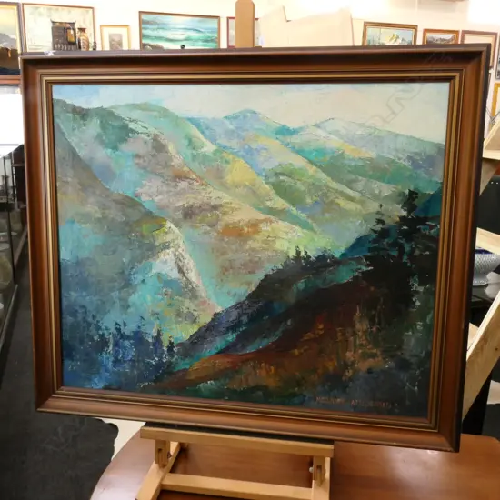 MARJORY TATTERSFIELD SGD ABSTRACT OIL LANDSCAPE 500 X 590MM