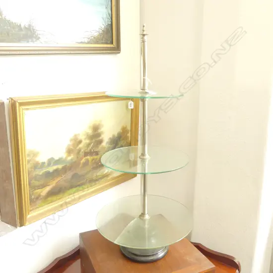 3 TIER GLASS STAND 800MM H AF ONE CRACKED
