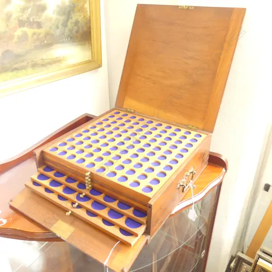 VICTORIAN MAHOGANY 8 DRAWER BOXED COIN CHEST