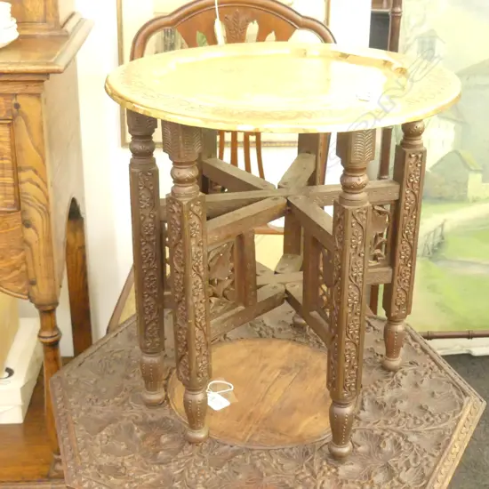 BRASS TOP FOLDING TABLE D 390 MM