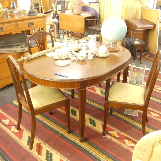 OVAL MAHOGANY DINING TABLE + SIX CHAIRS