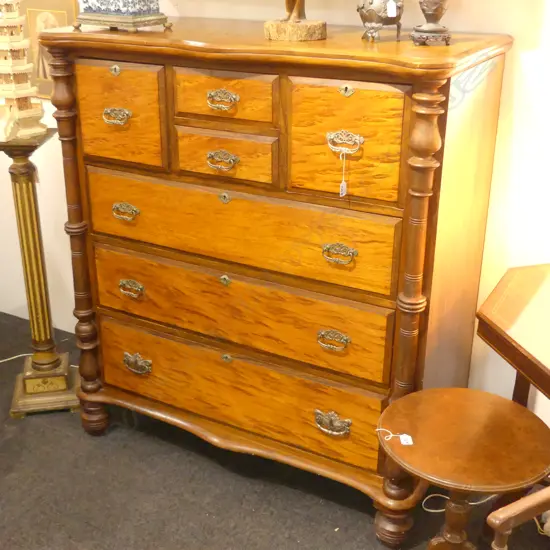 KAURI COLONIAL SCOTCH CHEST WITH MOTTLED KAURI DRAWER FRONTS H 1200 MM