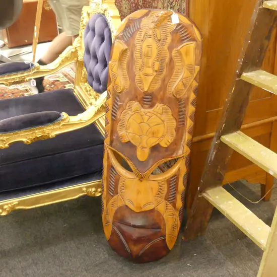 LARGE CARVED FIJIAN MASK 1030MM H