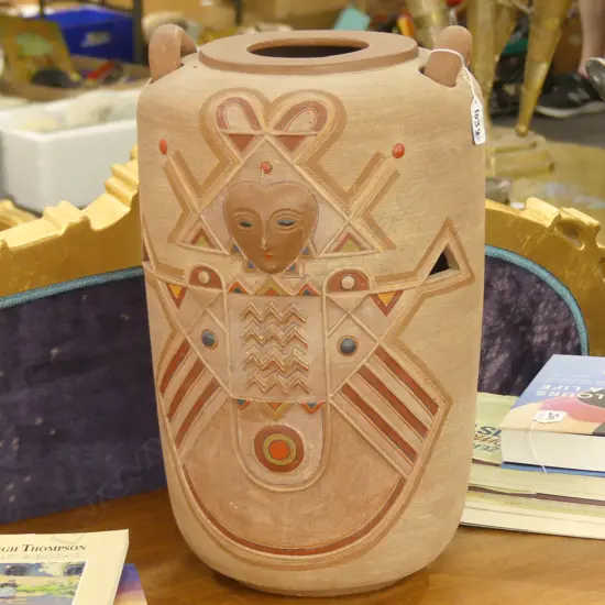 LARGE MAYAN STYLE TERACOTTA VASE H. 440MM