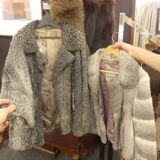 ASTRAKHAN JACKET/ANOTHER FUR JACKET/ COLLAR AND STOLE