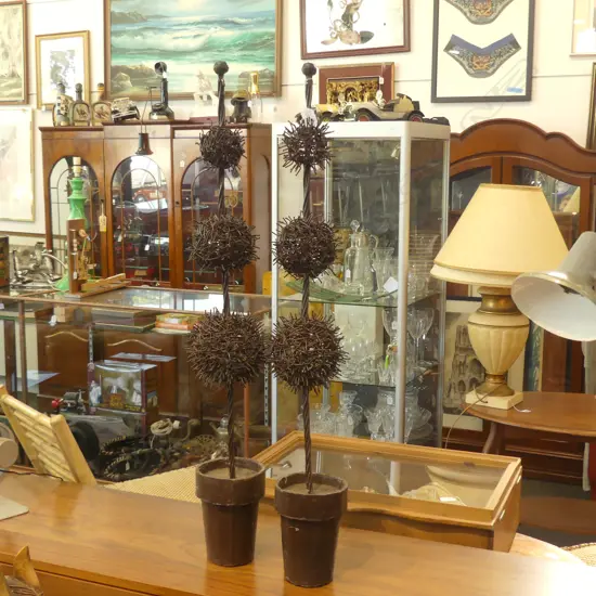 2 METAL TOPIARY PLANTS H 960 MM