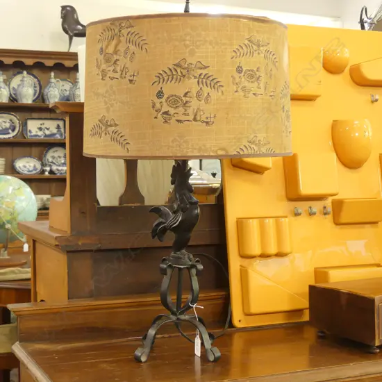 METAL COCKEREL LAMP BASE WITH SHADE H 600 MM