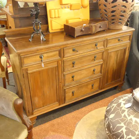 MAHOGANY 6 DRAWER SIDEBOARD WITH 2 CUPBOARDS L 1370 S SPLIT TO TOP
