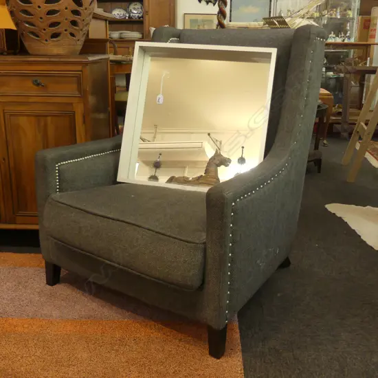 A KELLY HOPPEN CONTEMPORARY WING BACK ARMCHAIR