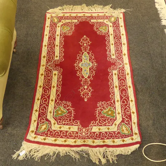 RED HANDKNOTTED RUG 120 X 70 CM