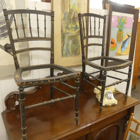 PR VICTORIAN RESTORERS CHAIRS BLACK AND GILT