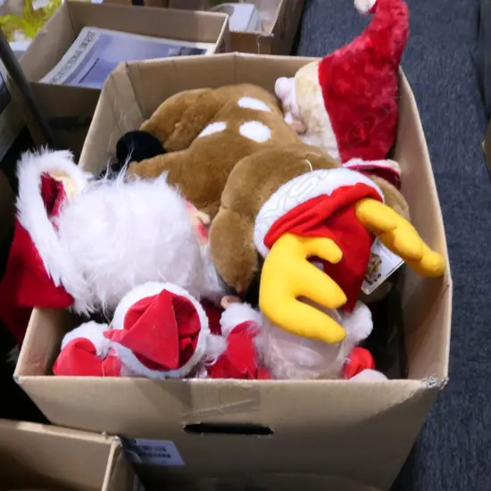 BOX LOT SANTA SOFT TOYS