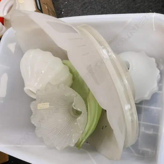 BOX LOT ASST. FROSTED GLASS SHADES