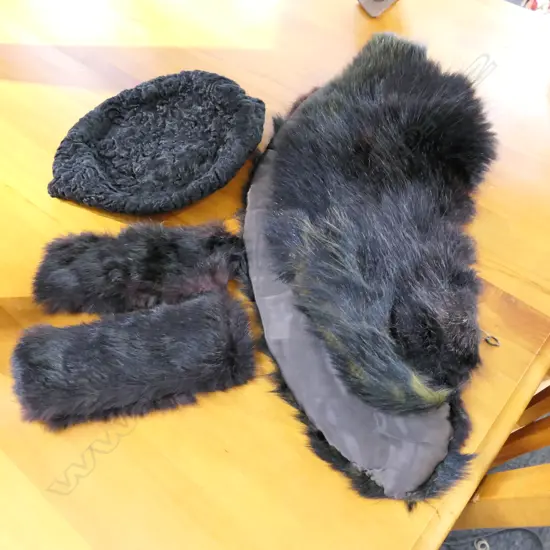 FUR COLLAR,CUFFS AND PERSIAN LAMB HAT