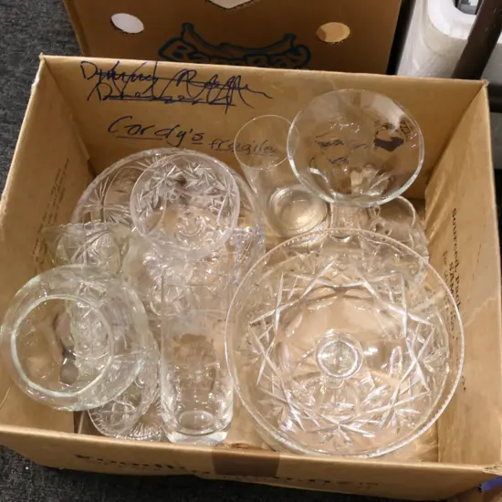 LOT ASST CRYSTAL BOWLS /VASES / GLASSWARE ETC