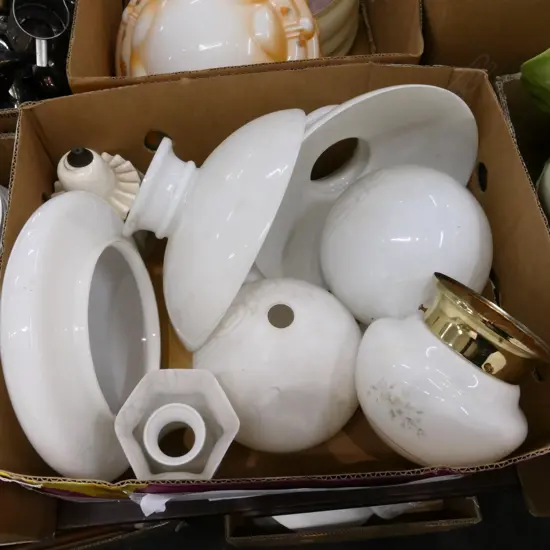 BOX LOT MOSTLY WHITE VINTAGE SHADES