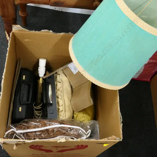 ASST LOT TYPEWRITERS/LAMP/CUSHIONS ETC