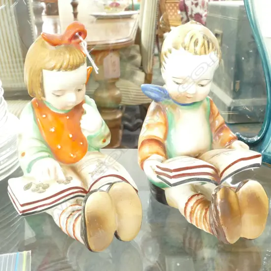2 HUMMELL STYLE FIGURINES; GIRLS READING
