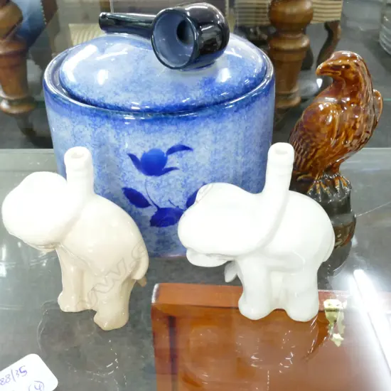 CZECHOSLOVAKIAN TOBACCO VASE, PR NUTBROWN ELEPHANT PIE FUNNELS, BESWICK EAGLE FIGURINE