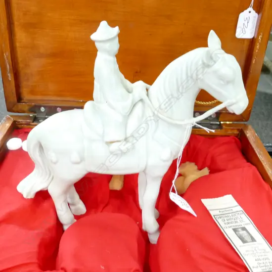 ORIENTAL HORSE & RIDER IN FITTED BOX, H. 210MM