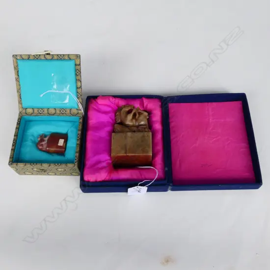 2 BOXED SOAP STONE SEALS