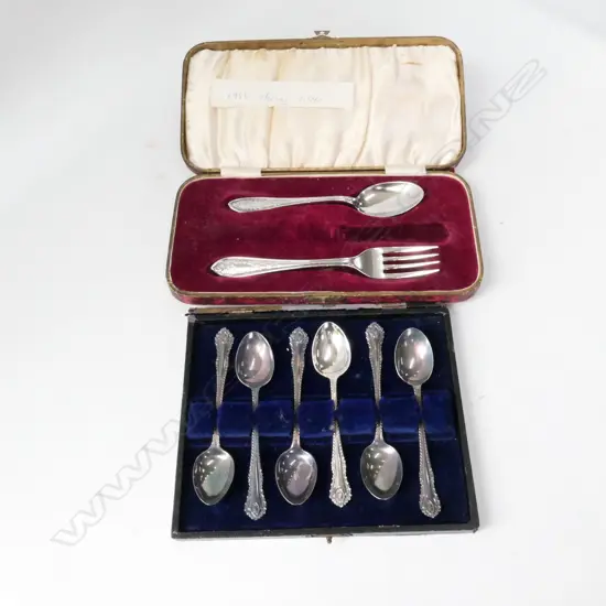 6 SILVER COFFEE SPOONS - SHEFFIELD 1896 (77GMS) + SILVER FORK + SPOON