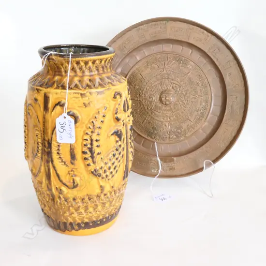 GERMAN STUDIO VASE + COPPER PLAQUE H 270 MM