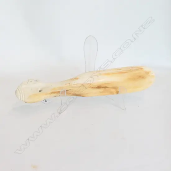 20thC MAORI CARVED WHALE BONE PATU, L. 370MM