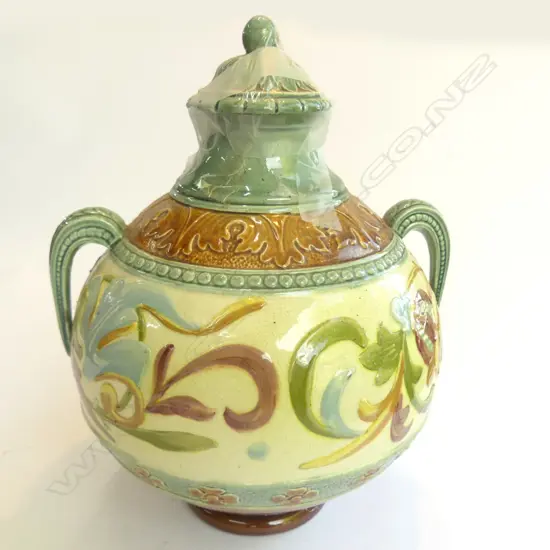 WOODLESFORD ART POTTERY LIDDED VASE, 250MM H