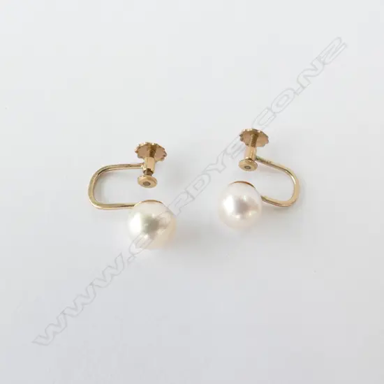 9CT GOLD AND PEARL SCREW ON EARRINGS