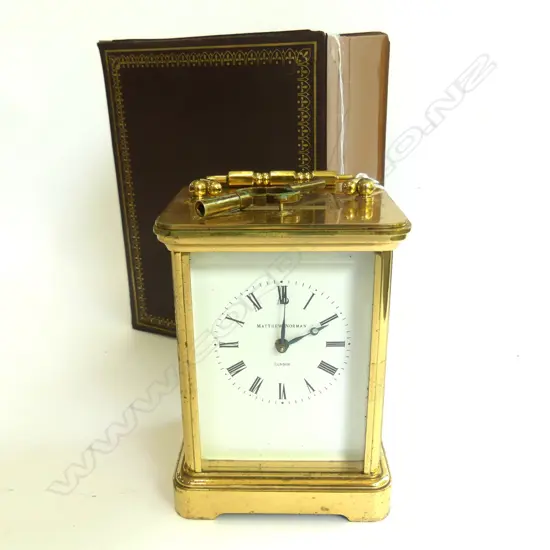 ENGLISH MATHEW NORMAN CARRIAGE CLOCK H.135MM WITH KEY IN ORIGINAL BOX 18977