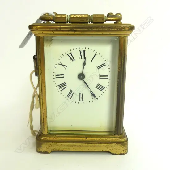 FRENCH BRASS CARRIAGE CLOCK WITH KEY H.110MM 18974