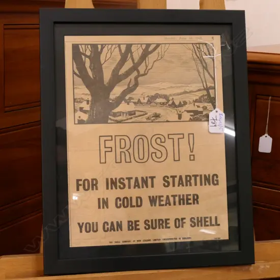 FRAMED 1930S SHELL OIL ADVERTISEMENT 310 X 230 MM