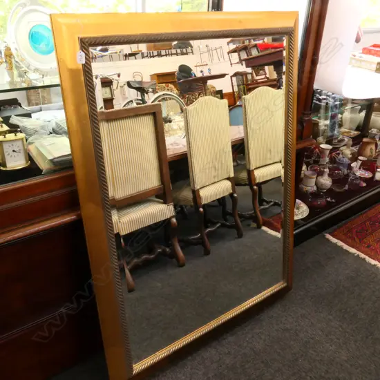 LARGE BEVELLED MIRROR W ROPE EDGED GOLD FRAME H. 1420MM W. 1100MM