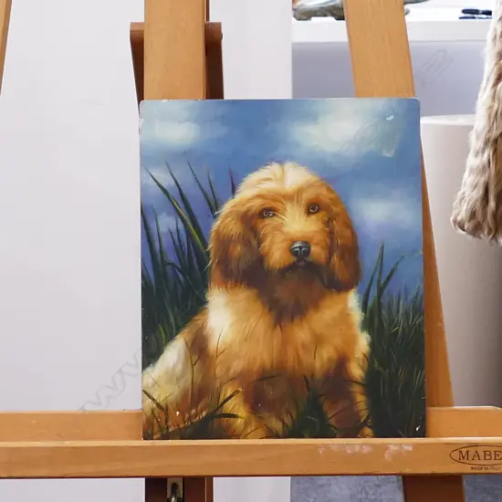 OIL ON BOARD DOG IN GRASS UNSIGNED 250 X 2000 MM