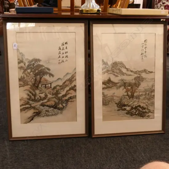 2 FRAMED JAPANESE EMBROIDERIES 720MM H 490MM W