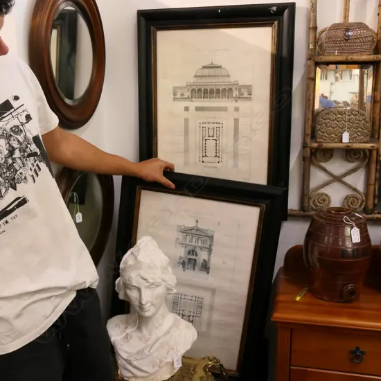 PR OF FRAMED ARCHITECTURAL PRINTS 800 X 590 MM 