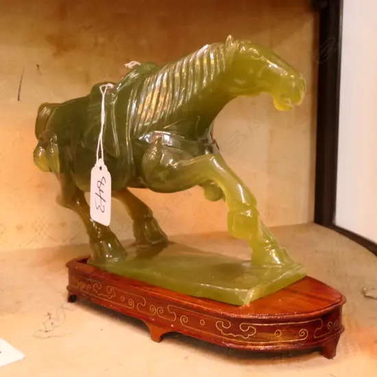 JADE STYLE HORSE ON STAND  L 220 MM